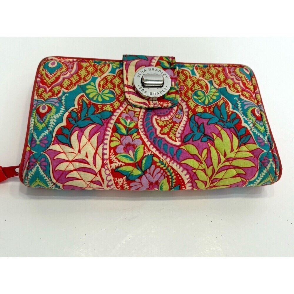 Vera Bradley Wallet Zip Around Wristlet Paisley in Paradise Retired Pattern